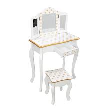 Financing available make 3 easy payments of $ 246.67 each apply for financing. Kids Girl Dressing Table Toy Children S Dresser 3 Foldable Mirror Chair 1 Drawer White High Quality Board Arc Design Us Stock Aliexpress
