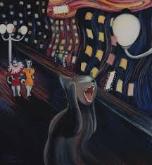 Munch S Cat The Scream By Eve Riser Roberts In 2021 Art Parody Cat Art Famous Artwork