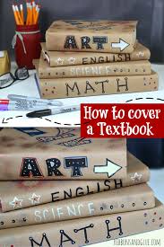 How To Cover A Textbook Using Kraft Paper Or Brown Paper Bag Personalize And Decorate The Covers With Color School Books Diy Book Cover Diy School Book Covers