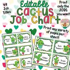 Cactus Job Chart Editable Customizable