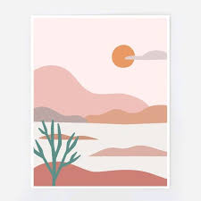 Desert Landscape Minimalist Landscape Etsy Easy Canvas Art Simple Canvas Paintings Painting Art Projects