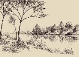 Hand Drawn Artistic Landscape River Banks Trees And Vegetation Ad Artistic Landscape Hand Drawn Trees A Hande Zeichnen Landschaftsbau Zeichnung
