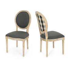 Noble House Phinnaeus Farmhouse Dark Gray Fabric Dining Chairs With Black Checkerboard Back Design Set Of 2 42415 The Home Depot Fabric Dining Chairs Farmhouse Dining Chairs Dining Chairs