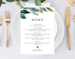 Greenery Wedding Menu Template Printable Wedding Dinner Menu Etsy In 2022 Wedding Dinner Menu Wedding Menu Template Printable Wedding Menu Cards