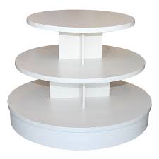 3 Tier Round Display Table White Retail Display Table Wood and metal multi level coffee table by world market.