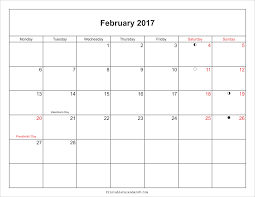 2017 February Calendar With Moonphases Pdf Monthly