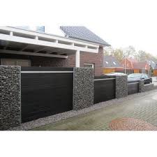Wpc Zaun Kombination Mit Gabionen Zaun Garten Moderne Pergola Wpc Zaun