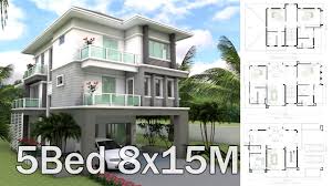 We are the leader in luxury home plans. 8x15m 3 Story House Design Plan 5 Bedrooms Home Design 3d Full Plan Youtube