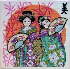See more ideas about japanese patterns, cross stitch, stitch. Two Beautiful Japanese Girls Cross Stitch Embroidery Cross Stitch Patterns Flowers Counted Cross Stitch Kits