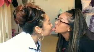 Latina girls tongue kiss