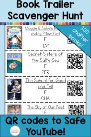 Chapter Book Trailer Library Scavenger Hunt With Qr Codes Library Lessons Elementary School Library Activities Chapter Books