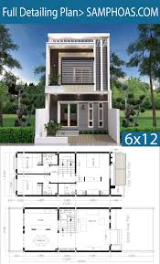 Modern Home Plan 6x12m With 3 Bedroom Samphoas Plansearch Duplex House Plans Narrow House Plans Minimalist House Design
