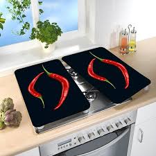 Set De 2 Couvre Plaques Protection Motifs Piments Mathon Fr