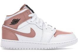 Jordan 1 Mid White Black Gym Red Release Date Jordan 1 Mid White Rose Gold Gs In 2020 Jordan Shoes Girls Jordan Shoes Retro White Nike Shoes