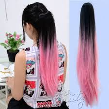 Beautiful redhead model with long hair holds a white and black wig hair care concept. 50cm Synthetic Long Straight Claw Clip False Ponytail Natural Hair Extension Hairpieces Pony Tail Dark Brown To Pink Ad1 Wish