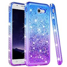 Ruky Samsung Galaxy J7 Prime 2017 Case Galaxy J7 Sky Pro J7 V J7 Perx Halo Case Gradient Quicksand Series Glitter Bling Flowing Liquid Soft Tpu Girls Women Phone Case For Samsung