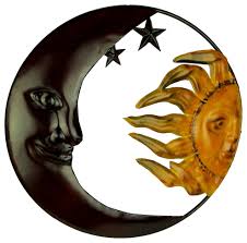 Learn how to make this super easy and fun paper fan backdrop! Metal Art Celestial Sun And Moon Indoor Outdoor Wall Decor Contemporary Outdoor Wall Art By Zeckos Houzz
