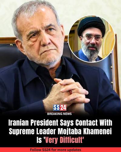 🔴BREAKING: Iran President Says Communication With Supreme Leader Is 'Very Difficult' Iranian President Masoud Pezeshkian says communication with Supreme Leader Mojtaba Khamenei is currently "very difficult." Mojtaba Khamenei has not appeared in