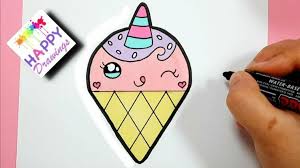 Disegni Facili Da Copiare Disegno Di Un Cono Gelato Disegno Da Colorare Per Bambini Disegni Kawaii Disegni Kawaii