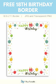 Free Printable 18th Birthday Border 18th Birthday Free Printables Birthday
