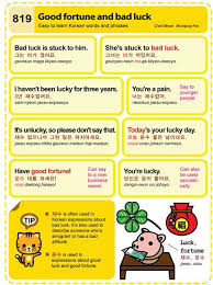 If you were to go to vegas, and bet your life savings at the craps table on a 30:1 shot, i might say to you from sidelines, best of luck, though i readily expect to be there comforting you in just a few moments hence. Easy To Learn Korean 819 Good Fortune And Bad Luck Learn Korean Korean Words Learn Korea