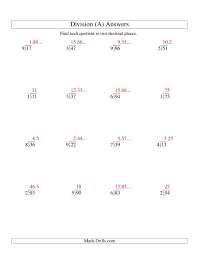 The Long Division One Digit Divisor And A Two Digit Dividend With A Decimal Quotient A Math Worksheet Page 2 In 2020 Decimals Long Division Math Worksheet