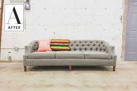 This vintage sofa, for instance, was in desperate need of a refresher. Before After A Velvet Sofa Gets A New Modern Look Apartment Therapy