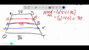 The length of the median = (line ad + line bc) ÷ 2 trapezoids have 2 pairs of adjacent angles (a & b) and (b & c) that are supplementary (add to 180°). Solved Find The Length Of The Median Of The Trape