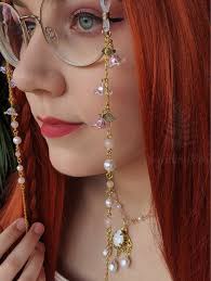 Cadena para gafas con gemas florales rosas