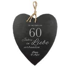 Weitere ideen zu diamantene hochzeit, diamanten, hochzeit. Schieferherz Zur Diamantenen Hochzeit Mit Wunschnamen Und Datum