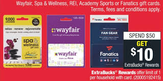 When you are selling your west marine gift card online, it is sold at a discount to encourage people to buy it. Expired Cvs Buy 50 Select Gift Cards Get 10 Extrabucks Rei Wayfair Academy Fanatics Spa Wellness Gc Galore