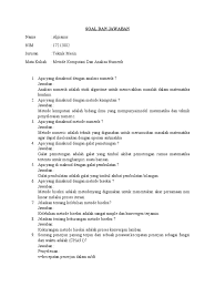 Contoh soal dan pembahasan metode bagi dua metode numerik. Soal Dan Jawaban