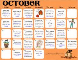 October S Making The Days Count Activity Calendar Homeschool Share Blog Monthly Calender With Educatio October Activities Kids Calendar Calendar Activities