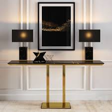 3d Models Table Console In Gold And Black Marble Finishes Black Console Table Decor Art Deco Interior Living Room Console Table Decorating