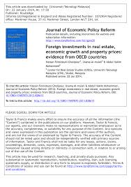 Its policies are generally conducive to foreign investment, notwithstanding some restrictions in certain sectors and foreign currency controls by the central in 2009, malaysia removed its former foreign investment committee investment guidelines, which enabled foreign acquisition of interests and. Pdf Foreign Investments In Real Estate Economic Growth And Property Prices Evidence From Oecd Countries