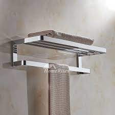 This towel quilt rack features three chrome bars to store your bathroom towels. Modern Polished Chrome Towel Rack Solid Brass Luxury Wall Mounted Hotel Bathroom Towel Shelf