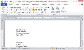 Free Basic Resignation Letter Template For Word