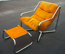 Mid Century Modern Lounge Chair Chrome Tubular Sling Unarco 60s Orange Ottoman Mid Century Modern Lounge Chairs Chair Mid Century Lounge Chairs