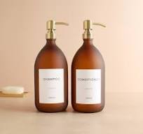 Shampoo & Conditioner Frosted Amber Glass Bottle Set of Two ...