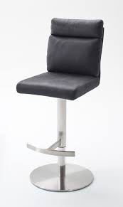 Barhocker mainz edelstahl matt geburstet sitz und ruckenflache. Barstuhl Rabea Grau Vintage Lederlook Hohenverstellbar