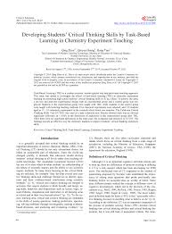 Kompetitif sehingga menjadikan saya lebih berkembang. Pdf Developing Students Critical Thinking Skills By Task Based Learning In Chemistry Experiment Teaching