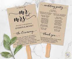 Mr Mrs Wedding Fan Program Editable Template Diy Rustic Etsy Diy Wedding Programs Wedding Program Fans Diy Wedding Program Fans