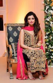 Dark Green Gold Long Shirt With Shocking Pink Dress So Ravishing Mina Hassan Pakistani Outfits Pakistani Fashion Desi Fashion