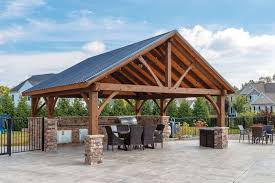 The hip roof is the most commonly used roof style in north america, after the gabled roof. Timber Frame Pavilions Esh S Sheds