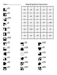 Simplifying Radical Expressions Color Worksheet Simplifying Radical Expressions Radical Expressions Simplifying Radicals
