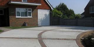 Stamped and integrally colored concrete (a. Stain Or Paint Over Concrete Driveway What Is Better