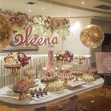 Birthday Cake Table Decoration With Flowers Pin On Dessert Tables