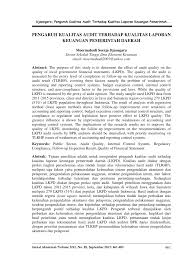 Pembongkaran skandal penyelewangan 1mbd telah hangat diperkatakan sejak tahun 2016 lagi. Pdf Pengaruh Kualitas Audit Terhadap Kualitas Laporan Keuangan Pemerintah Daerah