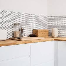 This open plan kitchen features white handmade fireclay ceramic tile in a herringbone pattern. Bijou Matt White Hexagon Mosaic 335x292x4mm Porcelain Wall Floor Tiles Per Sheet Buy Online In Angola At Angola Desertcart Com Productid 54615179