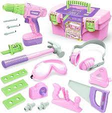 Amazon.com: Kids Tool Set, Girls Tool Set Pretend Play Construction Toy Tool  with Tool Box, Toddler Tool Set with Electric Toy Drill for Toddler Boy Girl  Kid Child Tool Toy Pink Ages